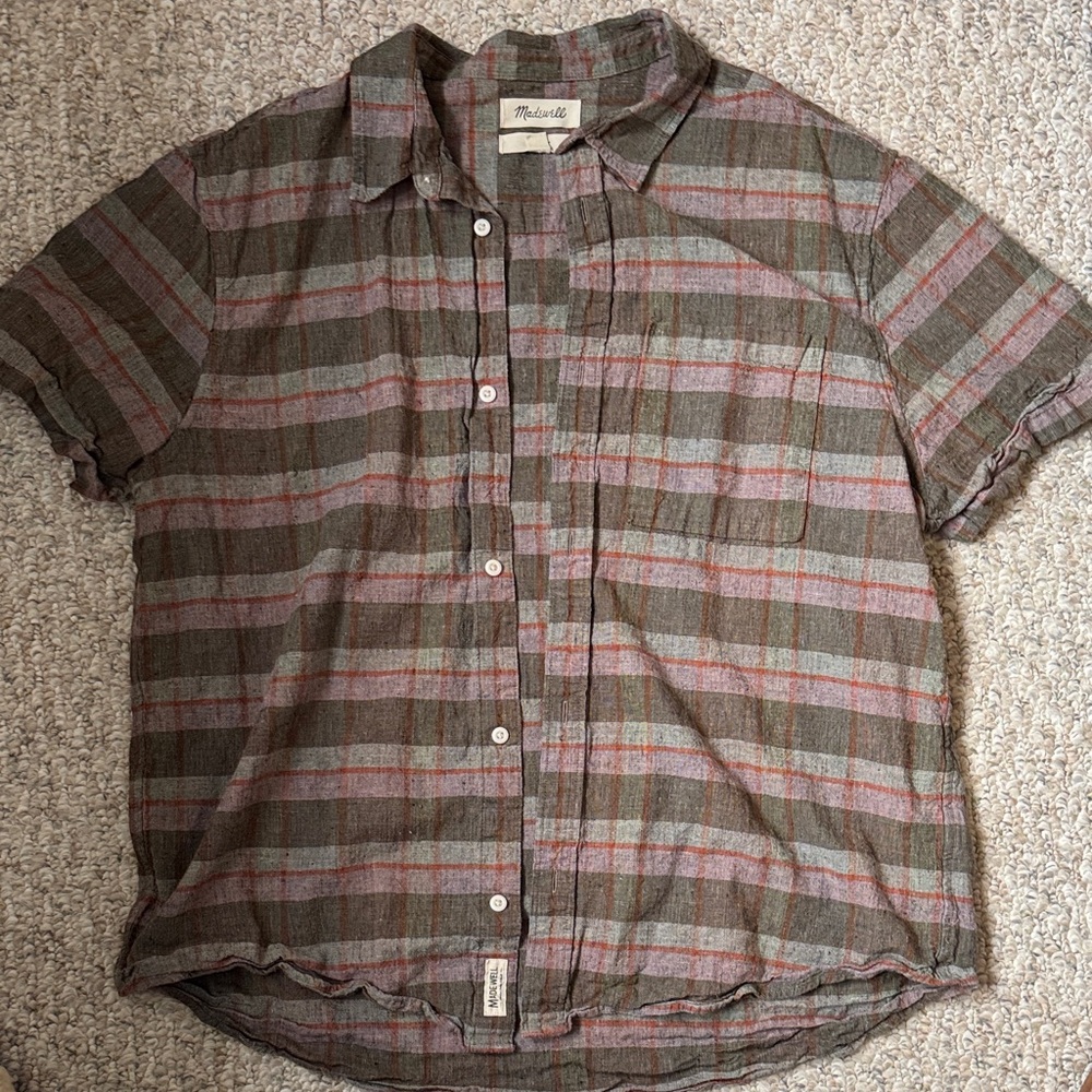 Madewell Hemp Cotton Striped Short Sleeve Shirt